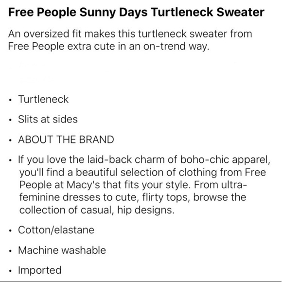 Free People Sunny Days Knit Turtleneck Oversized Sweater Blue Medium - Picture 9 of 11